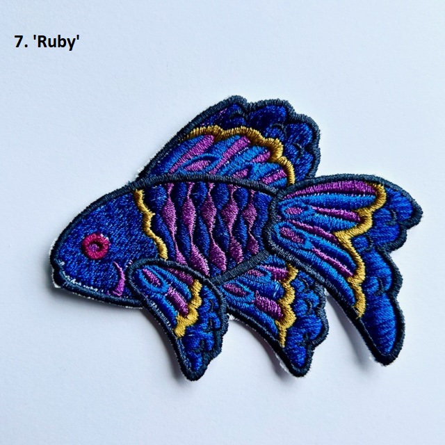 Fish 7 Ruby Iron-On Embroidered Patch - Fantasy Fishes 7