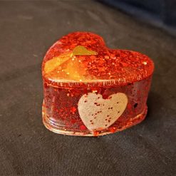 Heart Shaped Trinket Box with Lid. Made in Resin.