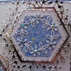 Luxury Handmade Birthday - Pretty Blue, white & silver 'Best Wishes' with diagonal hexagon panel & sprays of flowers 2 Luxury Handmade Birthday - Pretty Blue, white & silver 'Best Wishes' with diagonal hexagon panel & sprays of flowers 2