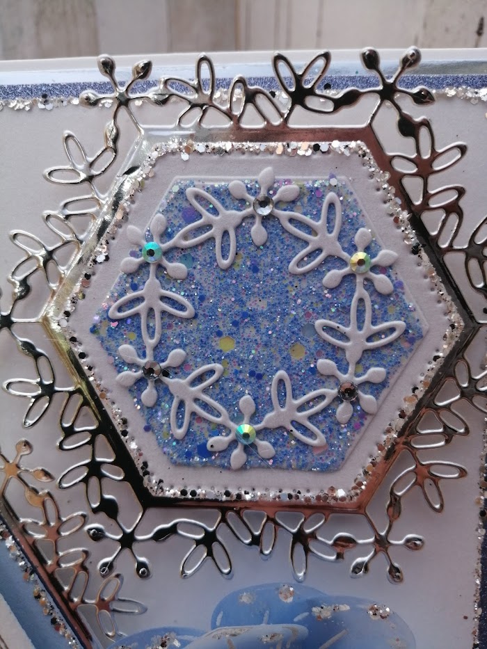 Luxury Handmade Birthday - Pretty Blue, white & silver 'Best Wishes' with diagonal hexagon panel & sprays of flowers Luxury Handmade Birthday - Pretty Blue, white & silver 'Best Wishes' with diagonal hexagon panel & sprays of flowers