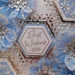 Luxury Handmade Birthday - Pretty Blue, white & silver 'Best Wishes' with diagonal hexagon panel & sprays of flowers 1 Luxury Handmade Birthday - Pretty Blue, white & silver 'Best Wishes' with diagonal hexagon panel & sprays of flowers 1