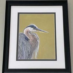 Original signed artwork - Blue Heron - Framed and Mounted