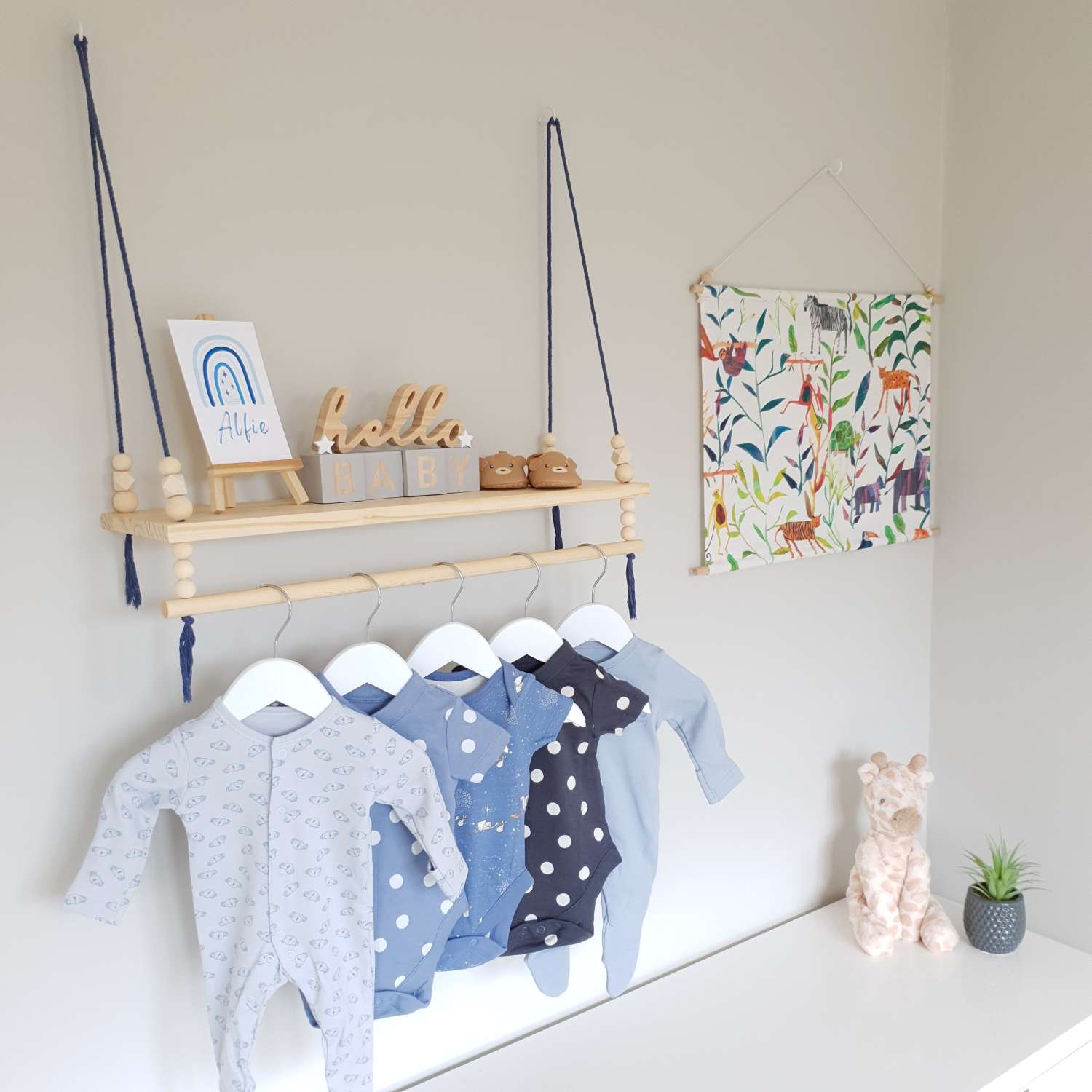 Nursery Shelf with Clothes Rail, Rope Shelf, Swing Shelf, Nordic Style Hanging Shelf, Wooden Shelf, Bedroom Shelf, Floating Shelf, Nursery Decor, Nursery Shelves with Hanging Rail, Pine Shelf Nursery Shelf with Clothes Rail, Rope Shelf, Swing Shelf, Nordic Style Hanging Shelf, Wooden Shelf, Bedroom Shelf, Floating Shelf, Nursery Decor, Nursery Shelves with Hanging Rail, Pine Shelf