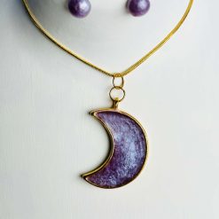 Pendant & Ear Studs - Mauve Opal