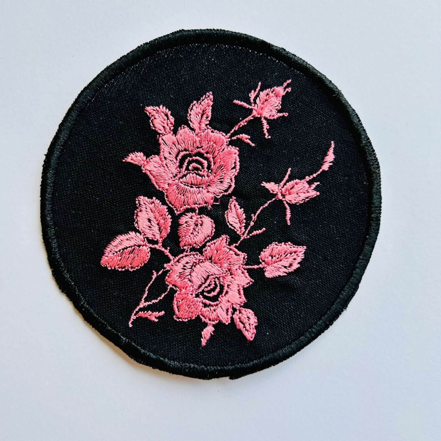Iron-On Embroidered Patch - Pink Roses Iron-On Embroidered Patch - Pink Roses