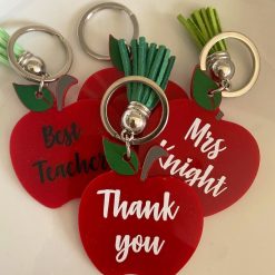 Teacher Gift Red Apple Keyring