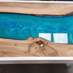 Custom made walnut live edge epoxy resin table 11