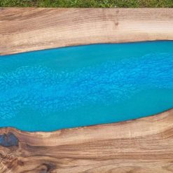 Custom made walnut live edge epoxy resin table 6