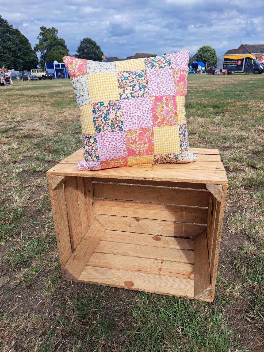 Vintage look patchwork cushion 15" x 15" Vintage look patchwork cushion 15" x 15"