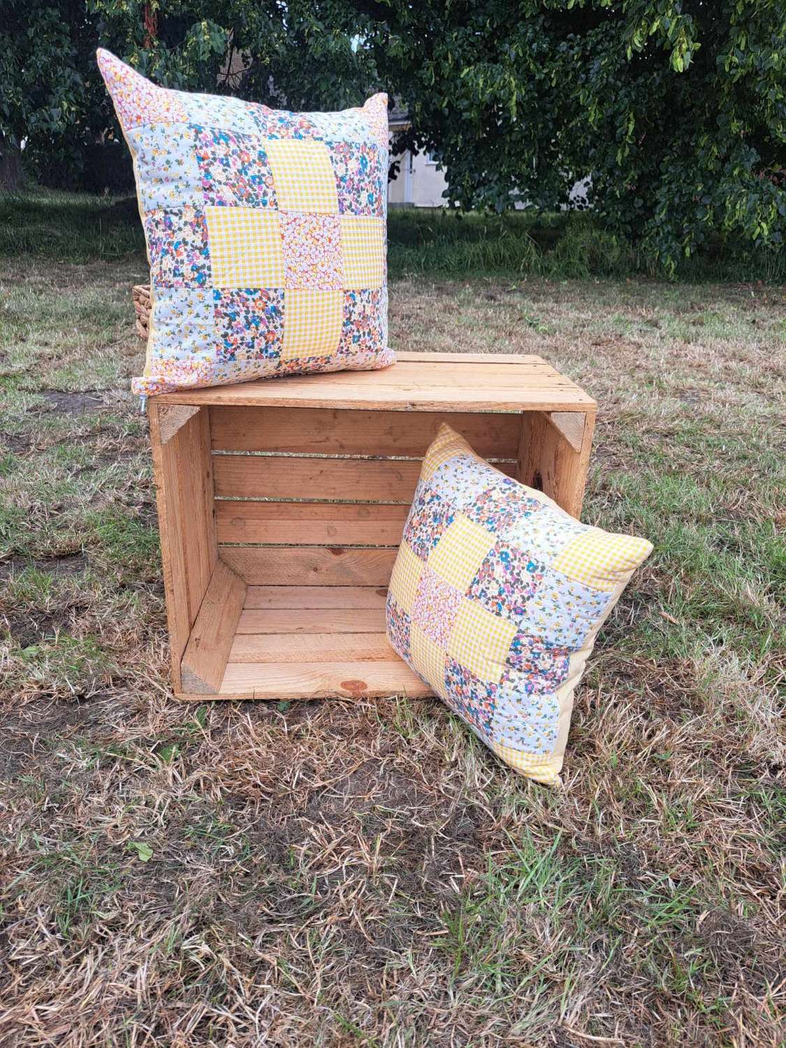 Vintage look patchwork cushion 15" x 15" Vintage look patchwork cushion 15" x 15"