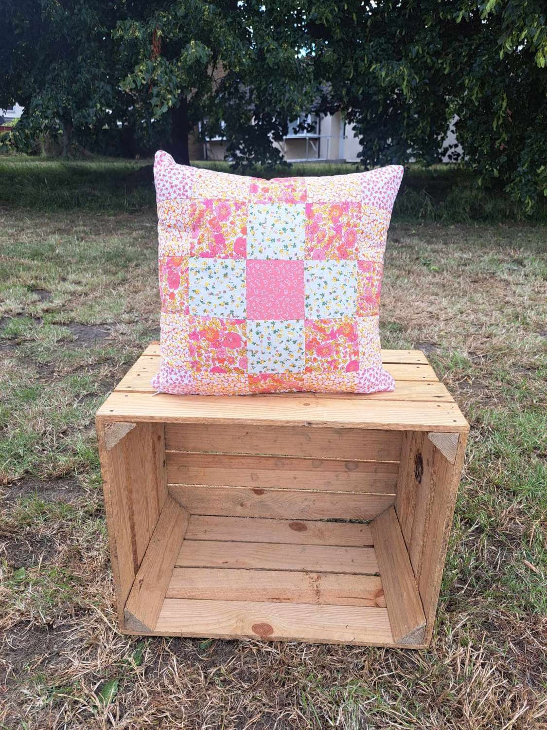 Vintage look patchwork cushion 15" x 15" Vintage look patchwork cushion 15" x 15"