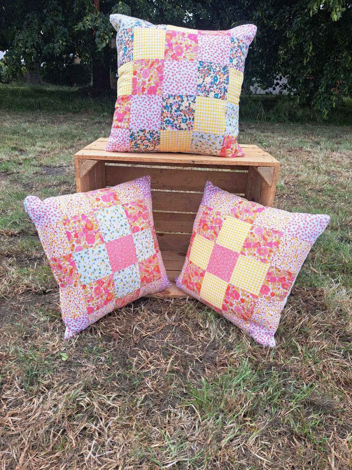 Vintage look patchwork cushion 15" x 15" Vintage look patchwork cushion 15" x 15"