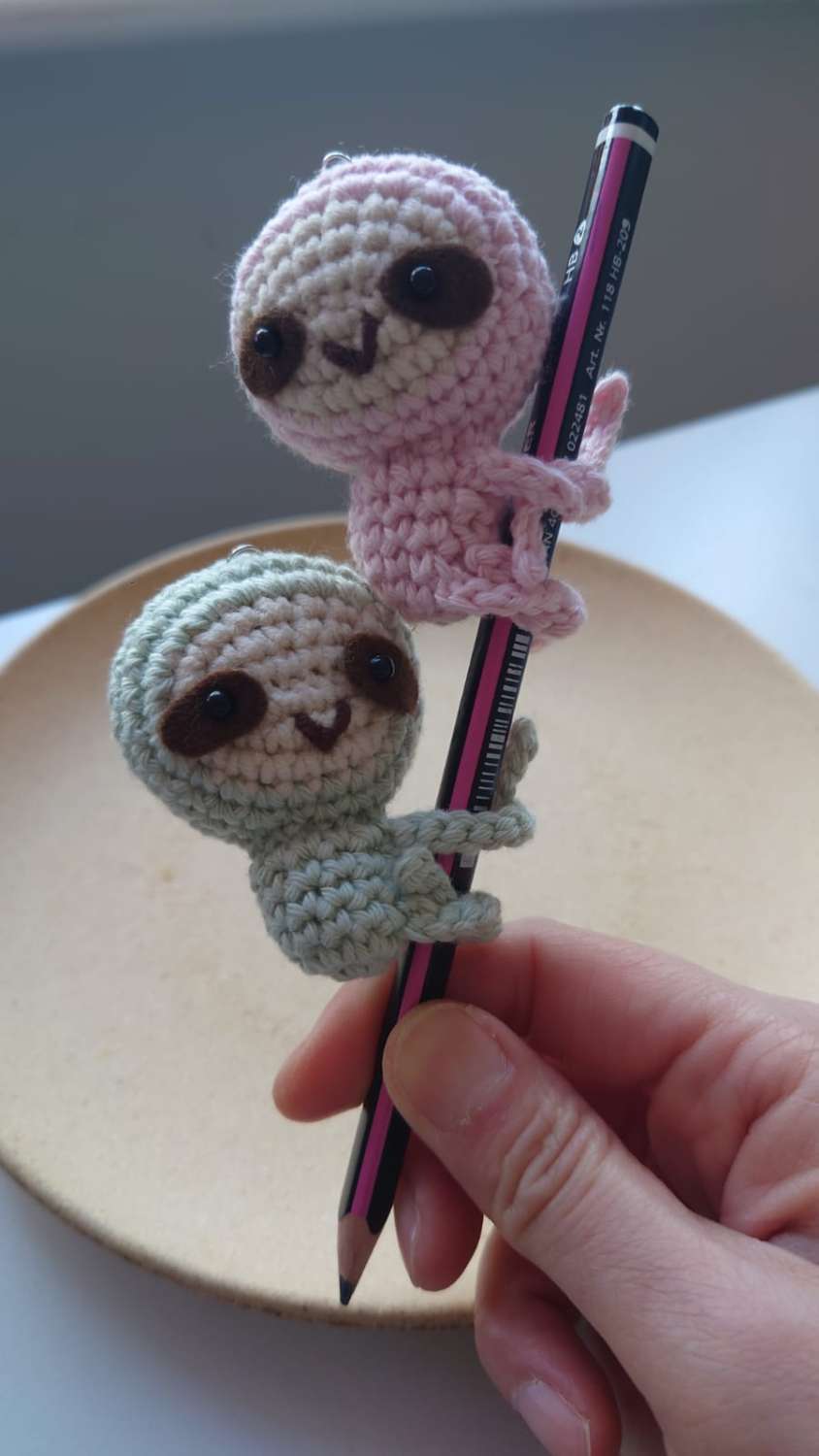 Handmade Crochet Little Sloth Keychain Handmade Crochet Little Sloth Keychain