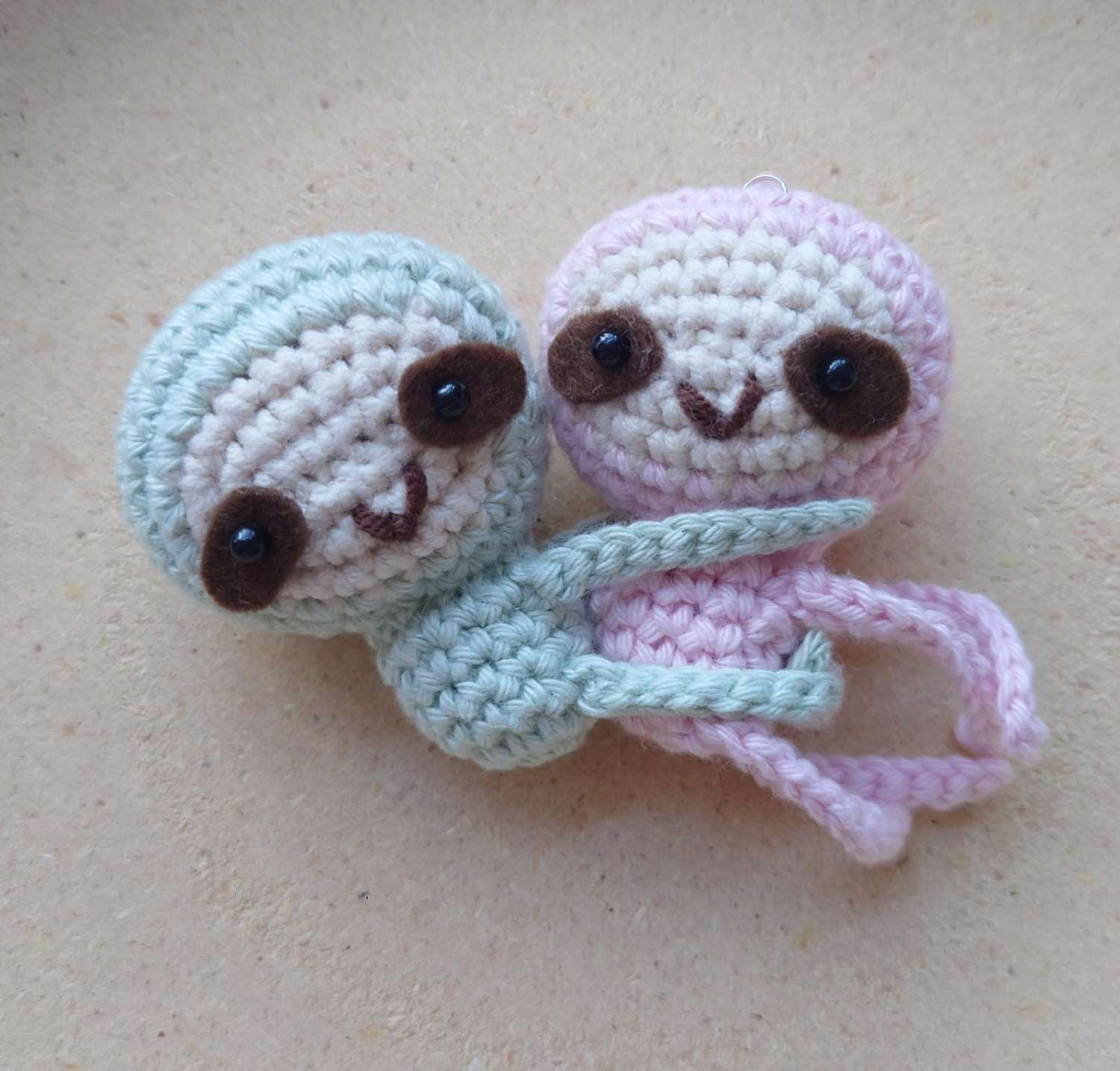 Handmade Crochet Little Sloth Keychain Handmade Crochet Little Sloth Keychain