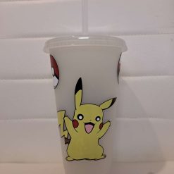 Pokemon glow in the dark cold cup with straw and lid