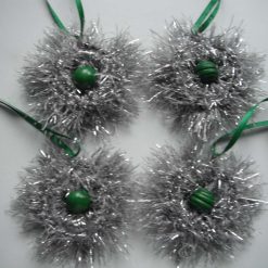 Green & Silver Tinsel Christmas Decorations