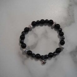 Black & Mottled Heart Charm Bracelet