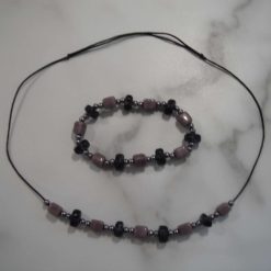Purple Nugget, Cube & Pearl Bracelet & Necklace
