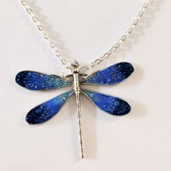 Beautiful blue dragonfly with enamelled blue wings