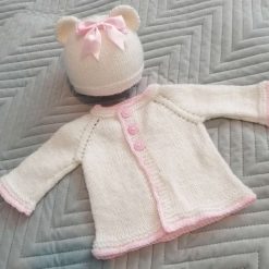 Knitted baby jacket and hat