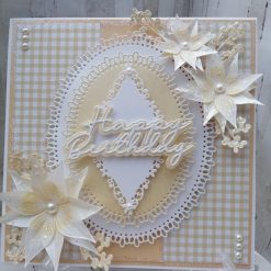 Luxury Handmade Birthday - Fresh Lemon & White Happy Birthday card with Lilly flower sprays & gingham background