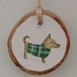 Wood Slice Hanging Decoration. Dog