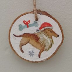Wood Slice Hanging Decoration. Dog