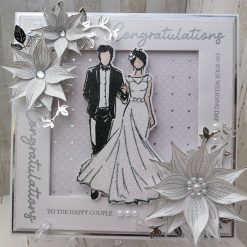 Luxury Handmade Wedding Card - Congratulations on your Wedding day/ To the Happy Couple Framed with spray of Lillies