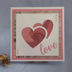 Iris Fold Double Hearts in Pink, Any Occasion Card
