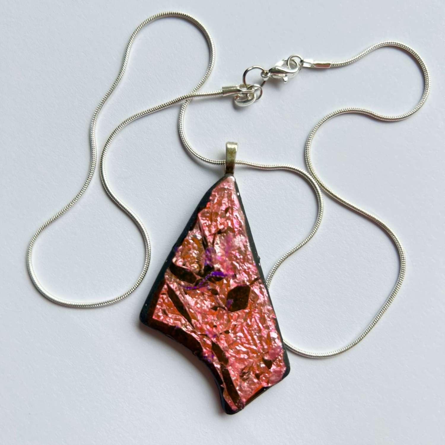 Pendant - Pink Foiled Glass Pendant - Pink Foiled Glass