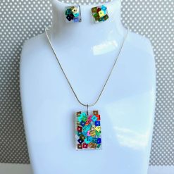 Pendant & Ear Studs - Multi-Sequin