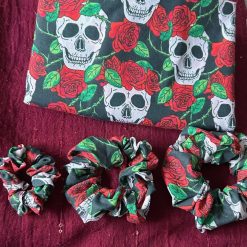 Handmade Scrunchies - Skull roses