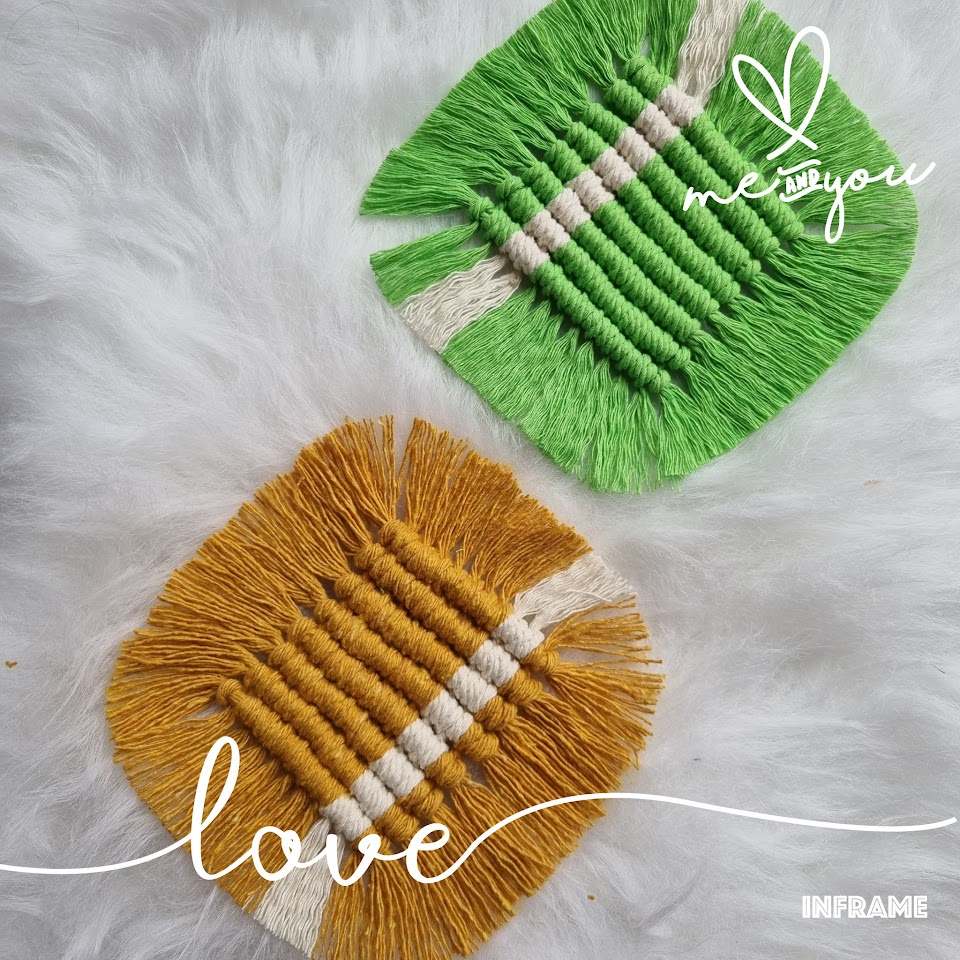 Macrame Square Boho style coasters set of 2 MadeMe