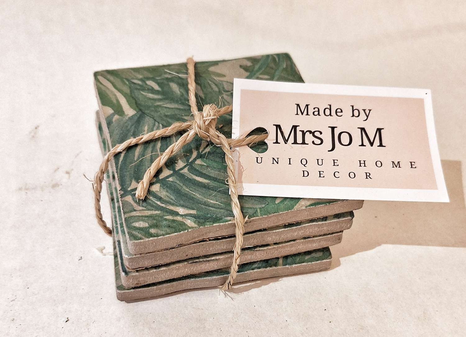 Coasters - Set of four monstera leaf decoupage Coasters - Set of four monstera leaf decoupage