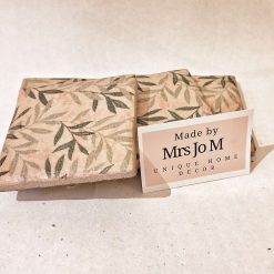 Coasters - Set of four vintage style green willow decoupage
