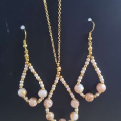 Peach pendant & Earrings Set