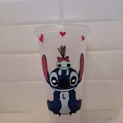 Stitch cold cup with straw and lid