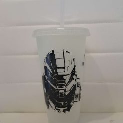Halo glow in the dark cold cup with straw and lid