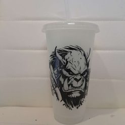 World of warcraft glow in the dark cold cup with straw and lid