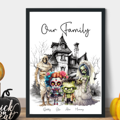 Halloween family print, Personalised Halloween print, Halloween decoration
