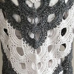 Crochet Shawl Shades Of Black Fleck & Pale Grey 2 Crochet Shawl Shades Of Black Fleck & Pale Grey 2