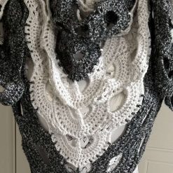 Crochet Shawl Shades Of Black Fleck & Pale Grey 3 Crochet Shawl Shades Of Black Fleck & Pale Grey 3