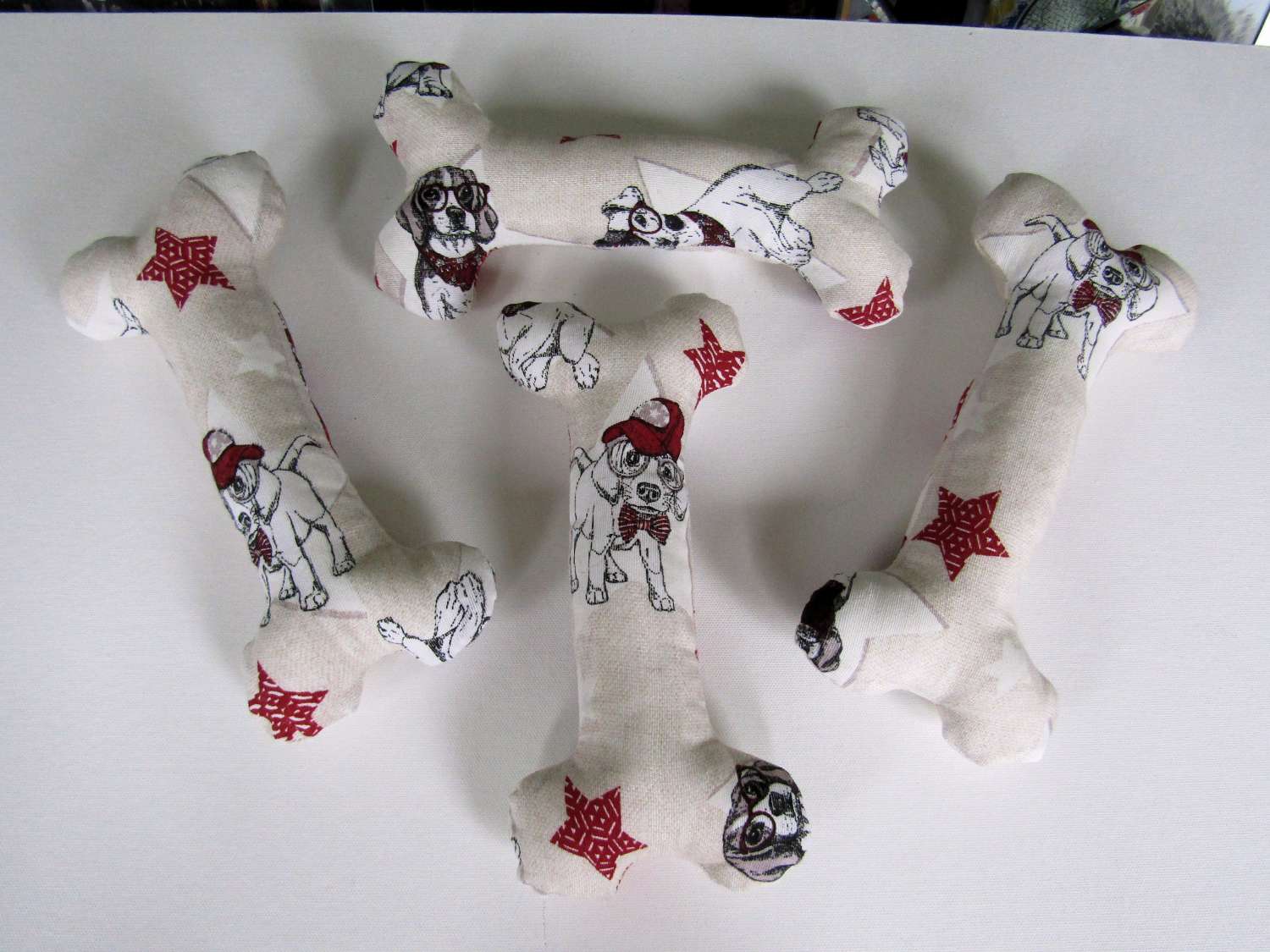 LARGE Dog Toy Bone, "Dog Star Pattern" (10inch) Quality Heavy Duty
