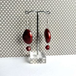 Earrings - Maroon Pearl Drop
