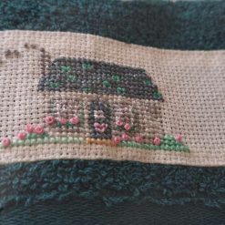 Hand Embroidered Guest Towel - Bless This House, smoking chimney