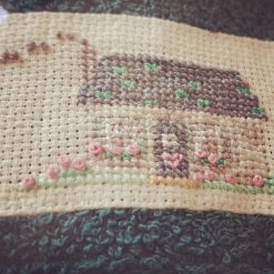 Hand Embroidered Guest Towel - Bless This House, smoking chimney 1 Hand Embroidered Guest Towel - Bless This House, smoking chimney 1