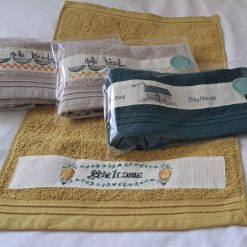 Hand Embroidered Guest Towel - Welcome 2 Hand Embroidered Guest Towel - Welcome 2
