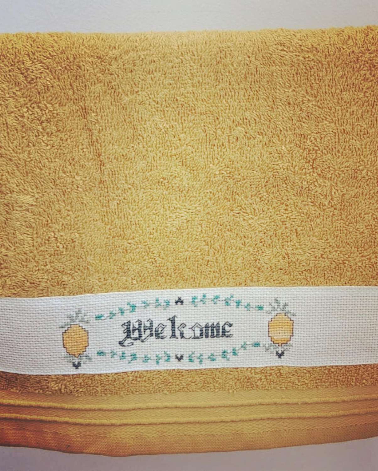 Hand Embroidered Guest Towel - Welcome Hand Embroidered Guest Towel - Welcome