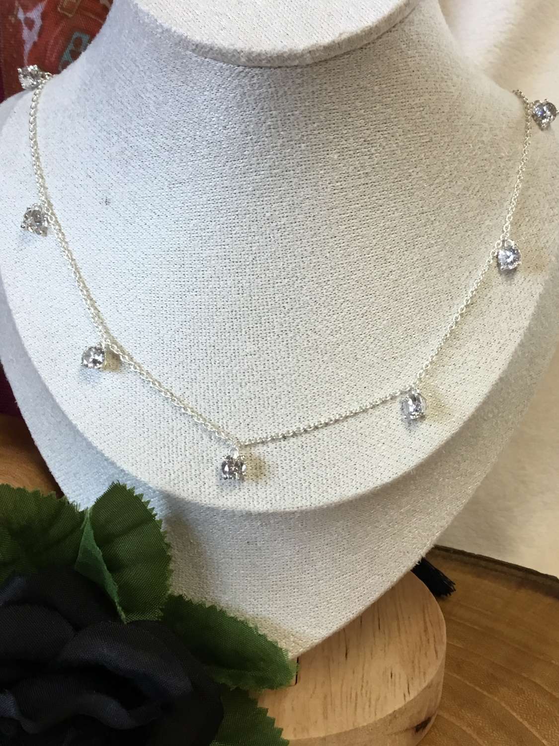 Simulated Diamond Chain Link Necklace Silver Simulated Diamond Chain Link Necklace Silver