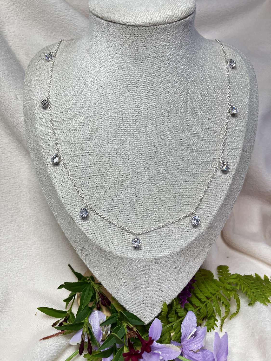 Simulated Diamond Chain Link Necklace Silver Simulated Diamond Chain Link Necklace Silver